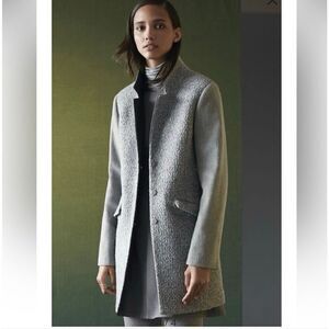 Kenneth Cole Boucle Wool Pea Coat Gray Size Medium Petite
